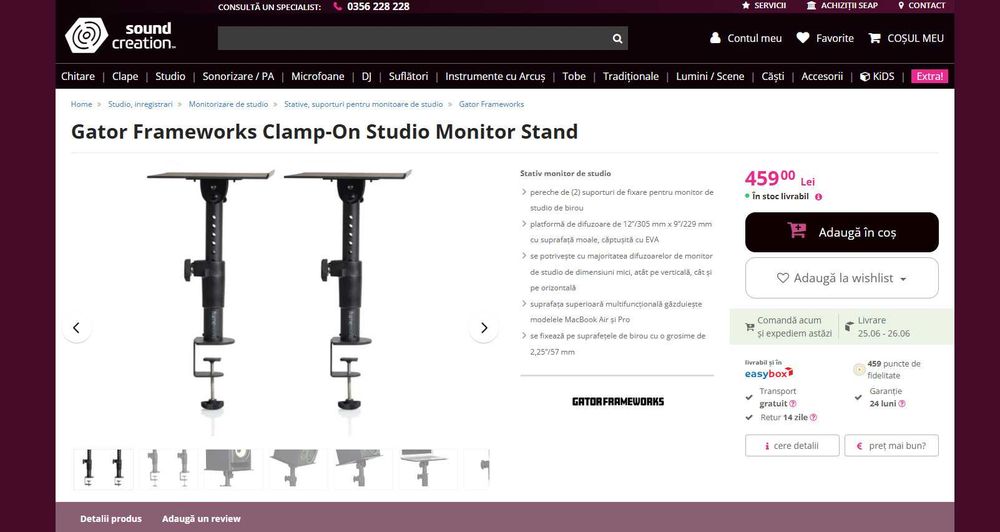 Suport pe blat boxe (monitoare) workstation, DJ, REDUS de la 450 RON