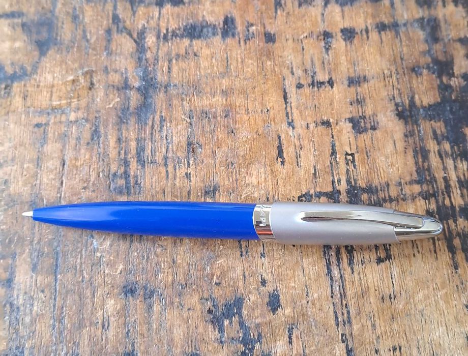 писалка и химикалка Сапи Sapi комплект сребро със синьо Италия в кутия