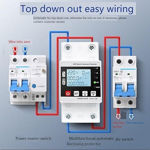 Releu tensiune, 63Q, diferential, contor, WiFi Tuya TAXNELE TVPS1-63LW
