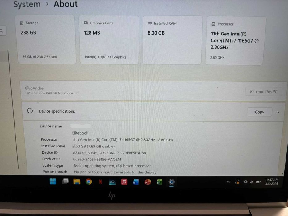 Laptop HP EliteBook 840 G8, Intel Core i7-1165G7, Audio Bang & Olufsen