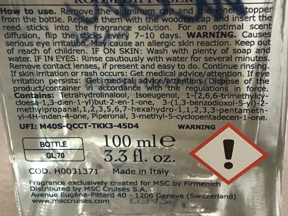 Луксозен ароматен дифузер за стая MED by MSC 100 ml + подарък чаша MSC