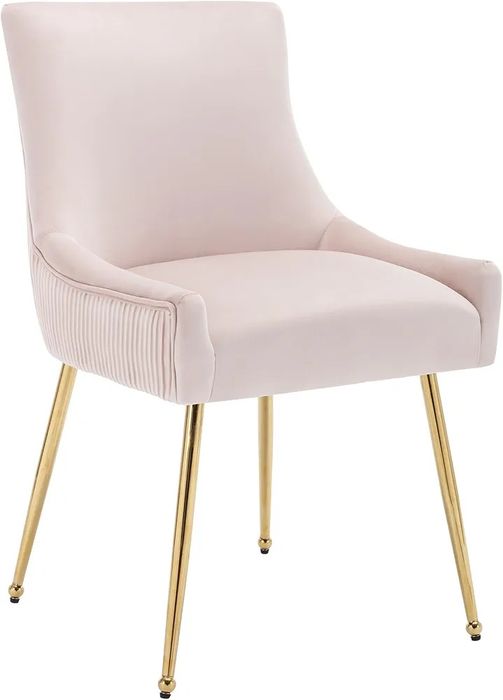 NOU Scaun set 2x bucati,  roz, picioare aurii, salon