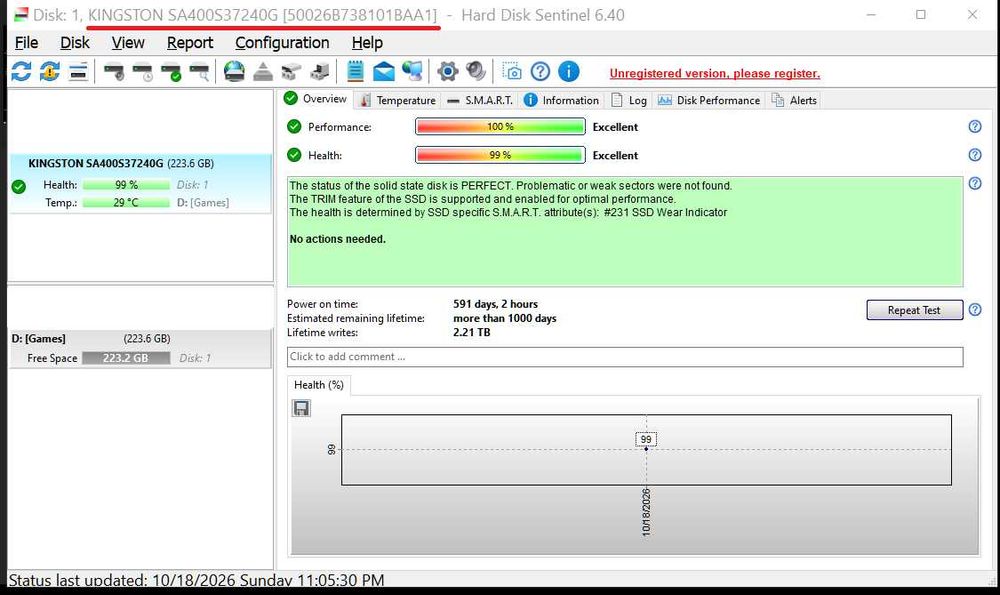 SSD Kingston 240GB, 99% viata  + cablu sata III