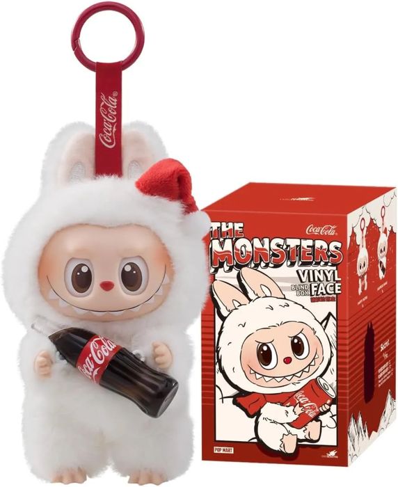 Figurina LABUBU cu agatatoare cu sticla Coca-Cola, editie limitata