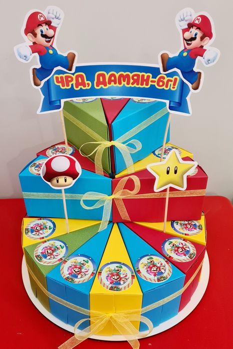 Картонена торта Super Mario, Hulk, Paw Patrol, Cars, Bluey, Ariel