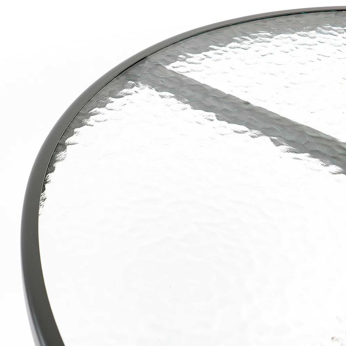 Masa Grădină Blcon Terasă rotundă sticla securizata otel 60x70 cm, Gri