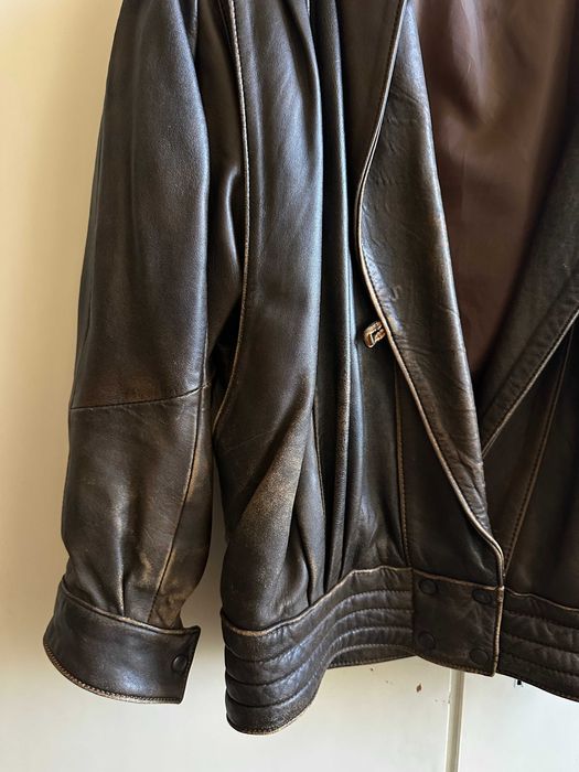 Винтидж кафяво кожено яке - естествена кожа