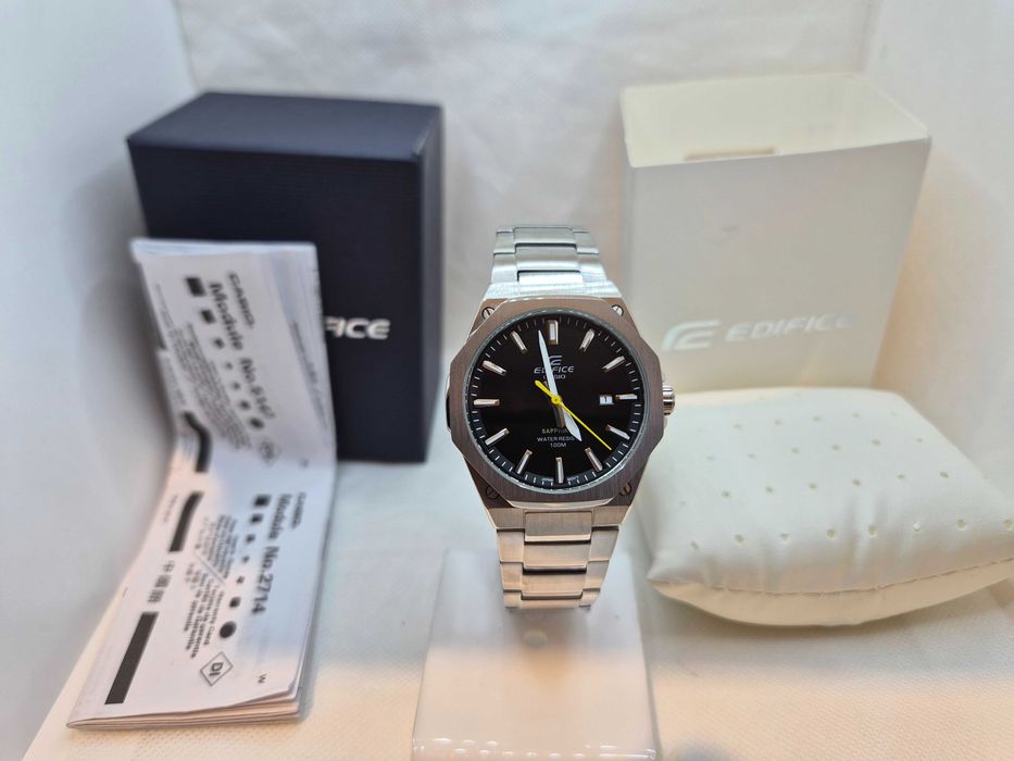 Ceas Barbati, unisex CASIO Edifice Saphire , EFR s108d-1avuef silver - Black, NOU, Garantie 2 ani