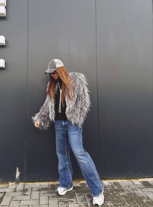 Лека шубка от дълъг косъм „лама“