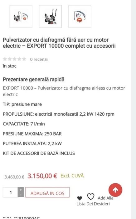 Pompa zugravit sinaer export 10000 si unger aparat spalat
