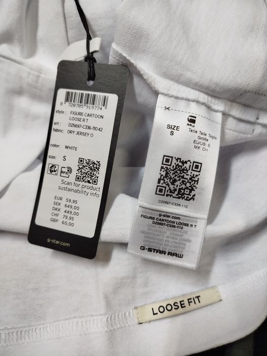 Оригинална тениска G-Star Raw Figure Loose S M нова мъжка бяла