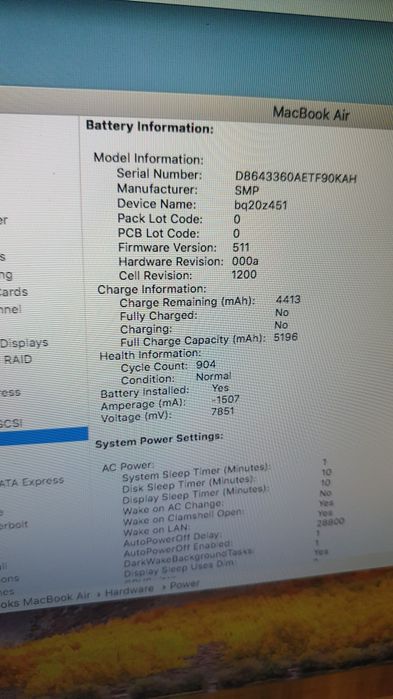 Macbook Air A1466/2014, 128 gb ssd