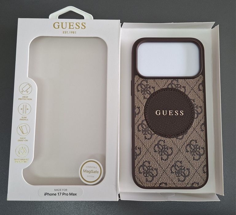 Оригинален кейс Guess за iPhone 17 Pro Max метално лого силикон
