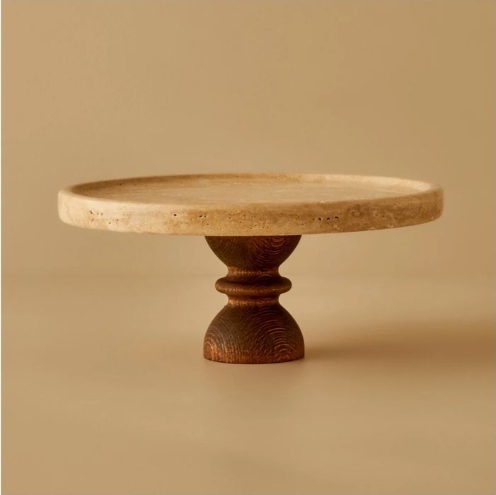 Плато за сервиране от камък и дърво / Поставка за маса