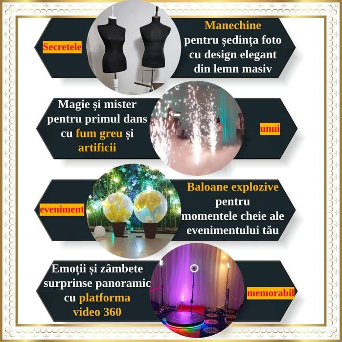 Platforma booth 360, fum greu , baloane explozive, bust manechin