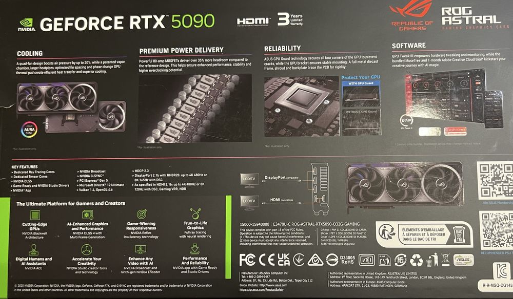 TOP ! Placa Video 32GB DDR7 RTX 5090 Asus ROG Astral SIGILAT !