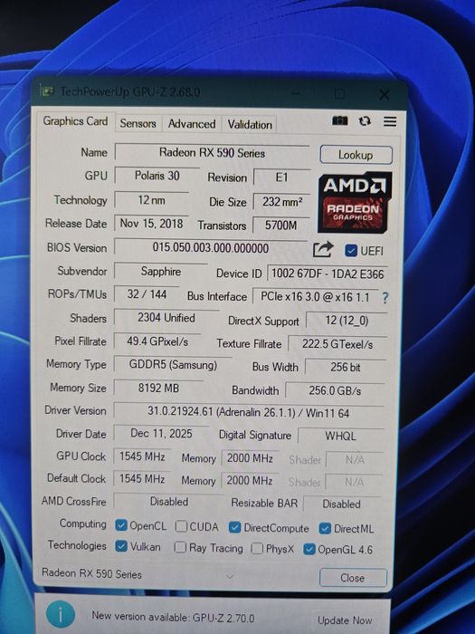 Sapphire RX 590 Nitro+ SE 8GB