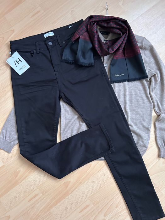 Selected нови черни слим дънки деним 32/33 размер