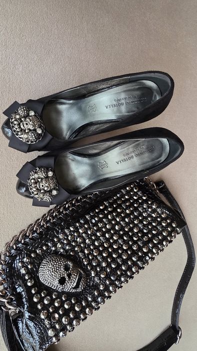 Кожени официални обувки на ток с ефектен детайл 38 италиански