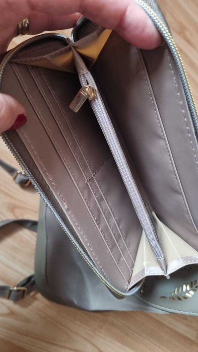 Rucsac + portofel, piele ecologica/textil