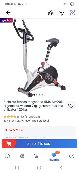 Bicicleta fitness magnetica hms 6995