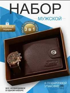 Мужской подарочный набор (кошелек,часы)