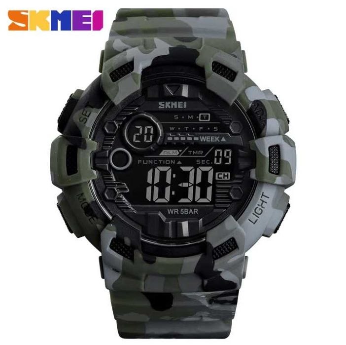 Мъжки часовник – SKMEI camo green + ПОДАРЪК