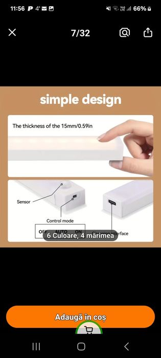 Lămpi led reîncărcabile cu senzor miscare și senzor lumină  20cm