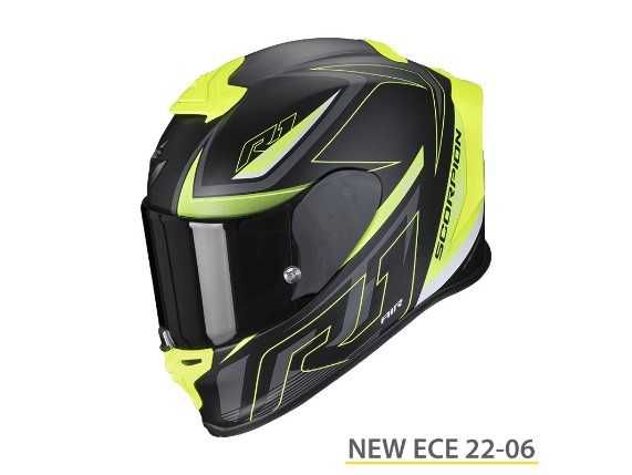 Мото Каска за мотор SCORPION EXO-R1 EVO AIR GAZ MAT NEON,2 визьора
