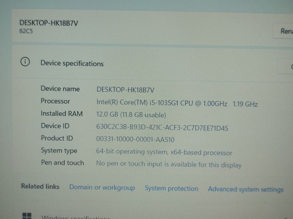 Laptop Lenovo V15 - i5-1035G1/ 12gb DDR4 /256gb nvme/ Baterie 2h