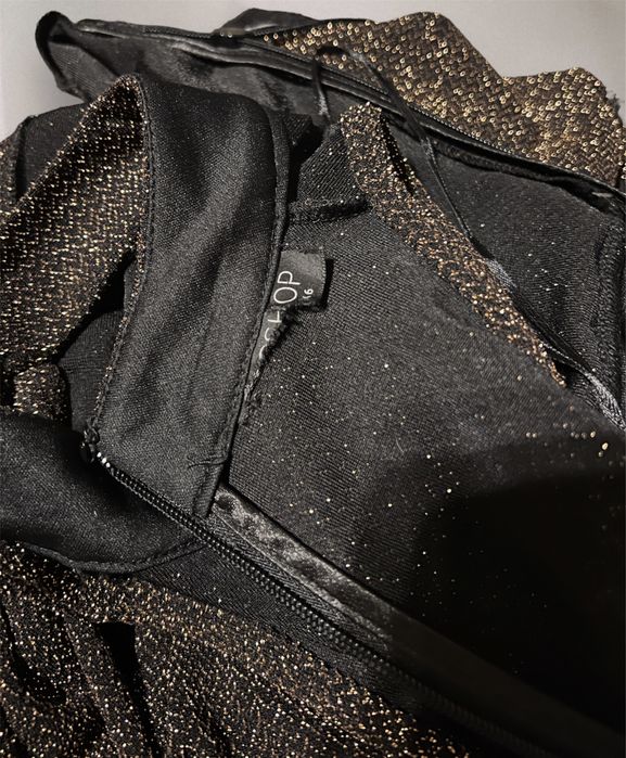 Salopeta scurta Top Shop aurie cu sclipici