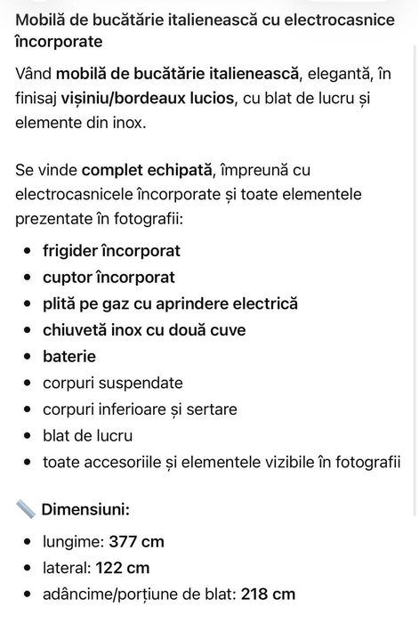 Mobila bucătărie cu electrocasnice