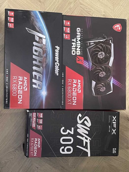 Видеокарти MSI RX6800XT; PowerColor RX6800; XFX RX6700XT за ремонт или части