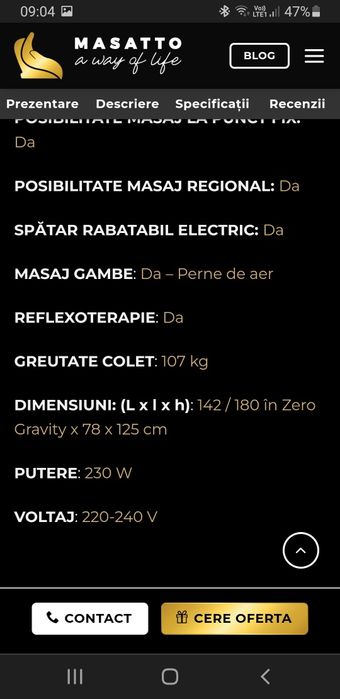 Vand fotoliu masaj de la Massato VEGA