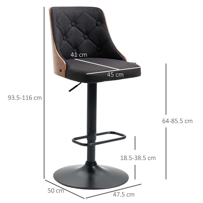 Scaune bar pivotante cu suport pentru picioare  HOMCOM x2 set