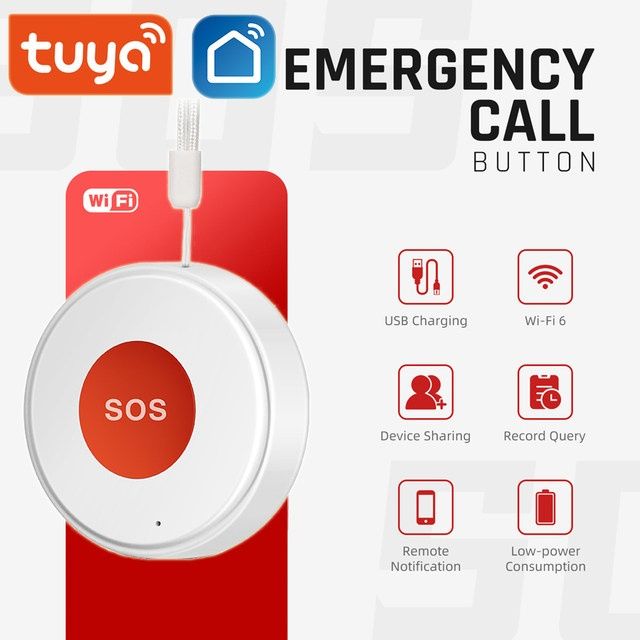 Tuya / Smart Life WiFi SOS (паник) бутон за деца, възрастни, охрана