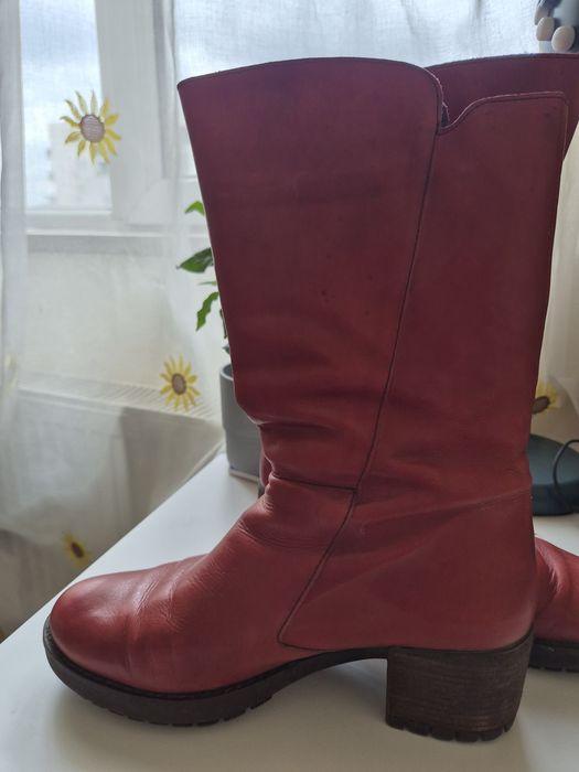 Cizme piele rosii  38