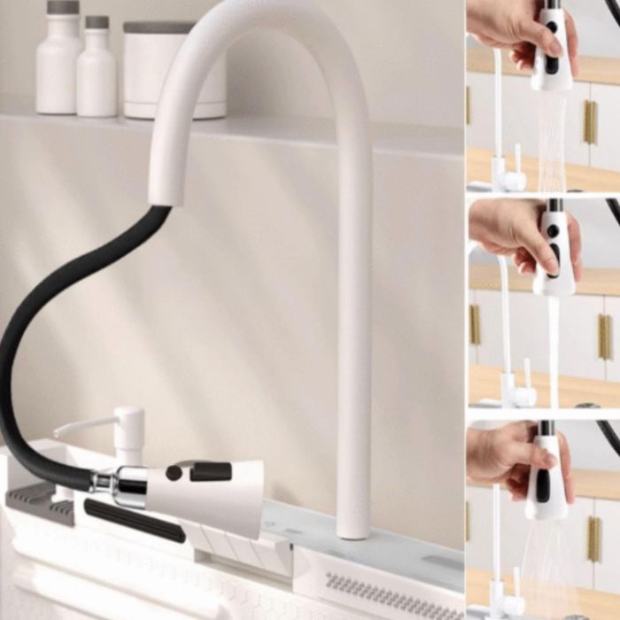 Умна кухненска мивка с изтеглящ се кран – LED дисплей, водопад, филтри