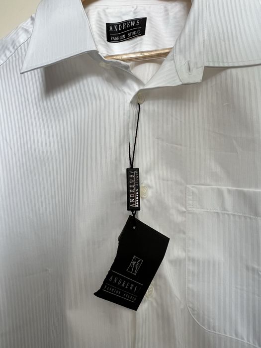 Мъжка риза Andrews, бяла, къс ръкав