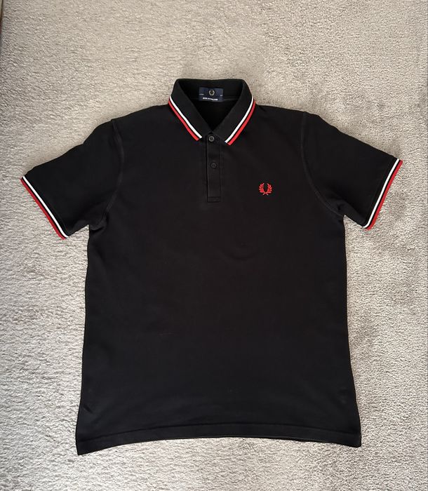 Fred Perry Twin Tipped Polo Shirt Black/Dusky Blue/Strawberry Cream XL