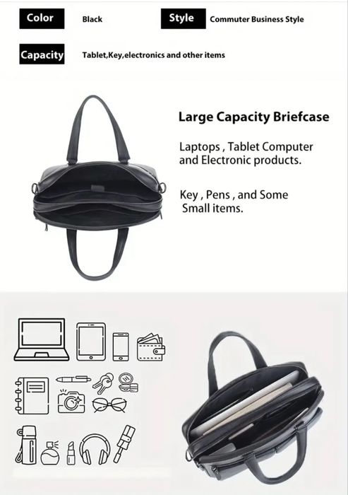 Мъжка кожена бизнес чанта /Премиум куфарче за лаптоп 15” -10% Промоция