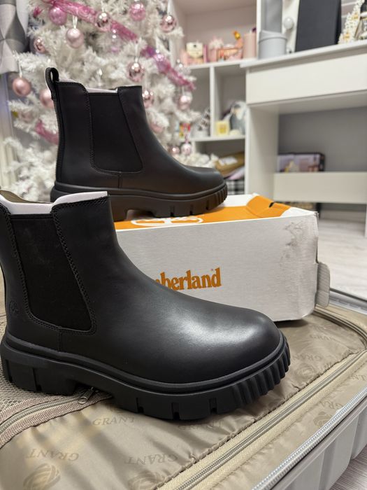 ghete Chelsea Timberland Greyfield din piele neagră