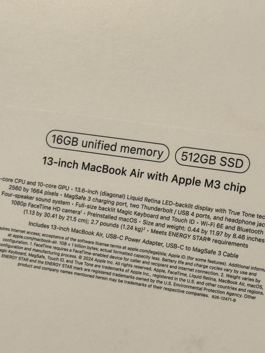 M3 13in MacBook Air 16GB 512GB