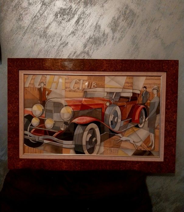 CHARLES NOLHAC – „Night Club”  - Lucrare originală unicat  - Tehnică mixtă cu colaj  - Dublă lucrare (recto-verso) 73 × 43 cm