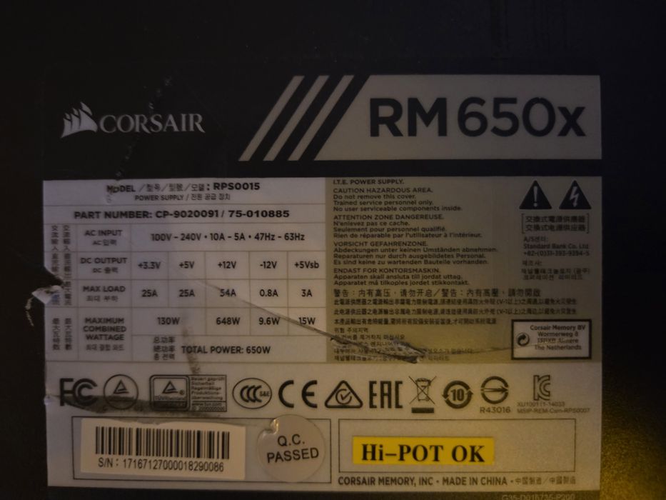 Sursa modulară Corsair RM650X