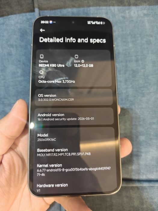 Redmi K80 Ultra 12/256 Gb almashtiriladi