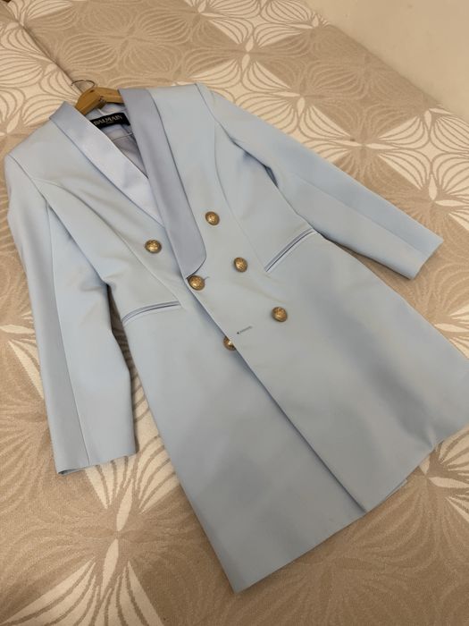 Платье-пиджак голубое