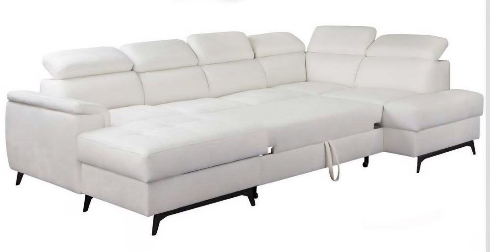 NOU Coltar U-form 348cm, stofa, gri, extensibil