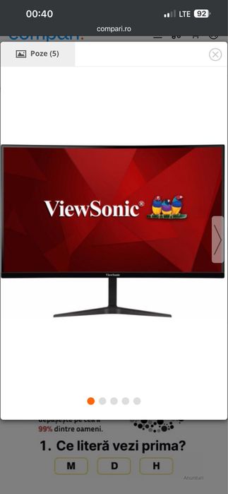 Monitor gaming curbat 27inch viewsonic vx2718 2k 165hz 1440p