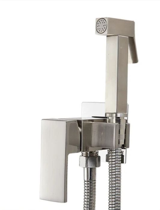 Термостатичен смесител , душ, слушалка и чучур. Инокс. За вграждане